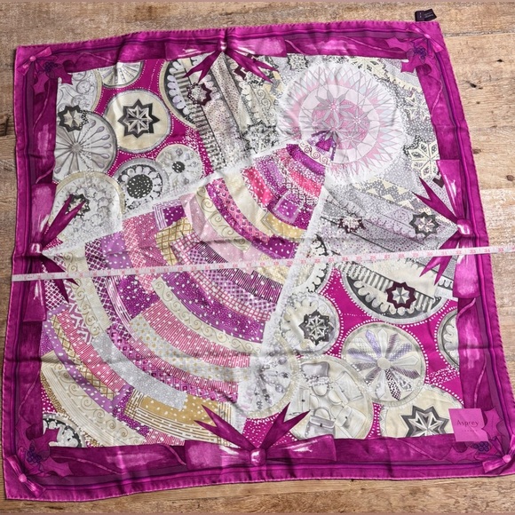 Asprey London Pink and White Silk Scarf - Picture 3 of 5